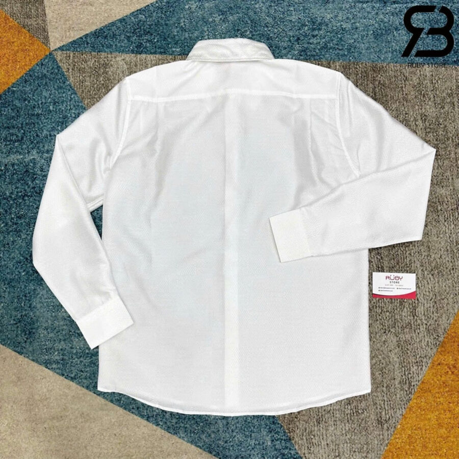 Áo Sơ Mi LV Jacquard Damier Long-Sleeved Silk Shirt Màu đen