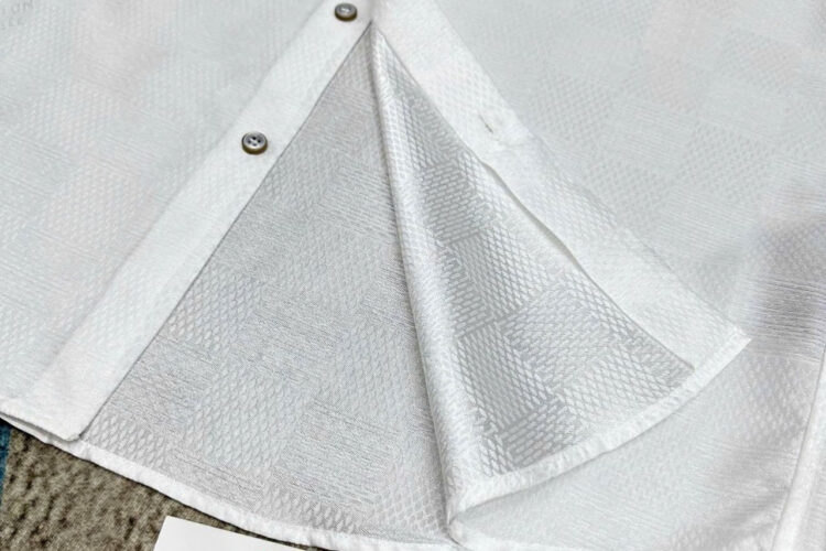 Áo Sơ Mi LV Jacquard Damier Long-Sleeved Silk Shirt Màu đen
