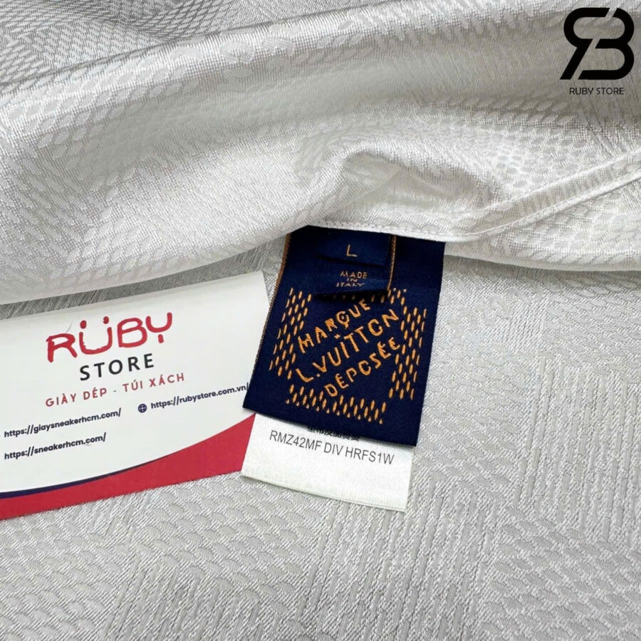 Áo Sơ Mi LV Jacquard Damier Long-Sleeved Silk Shirt Màu đen