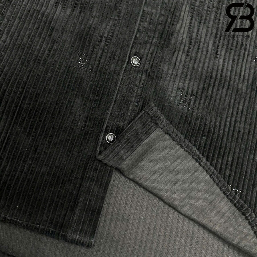 Áo Sơ Mi LV Long-Sleeved LV Blason Embellished Corduroy Shirt