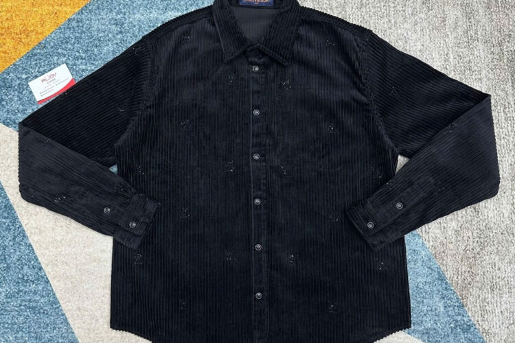 Áo Sơ Mi LV Long-Sleeved LV Blason Embellished Corduroy Shirt