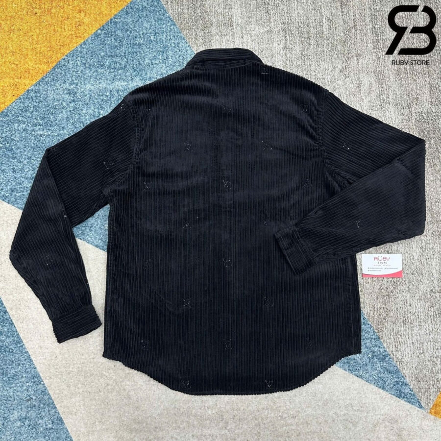 Áo Sơ Mi LV Long-Sleeved LV Blason Embellished Corduroy Shirt