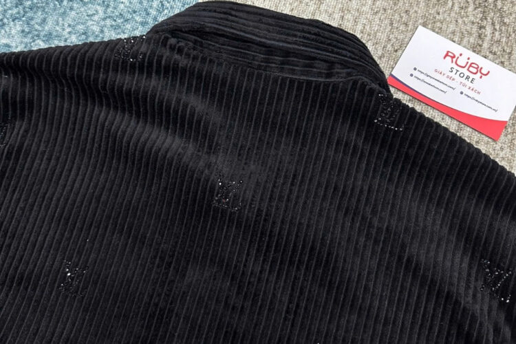 Áo Sơ Mi LV Long-Sleeved LV Blason Embellished Corduroy Shirt