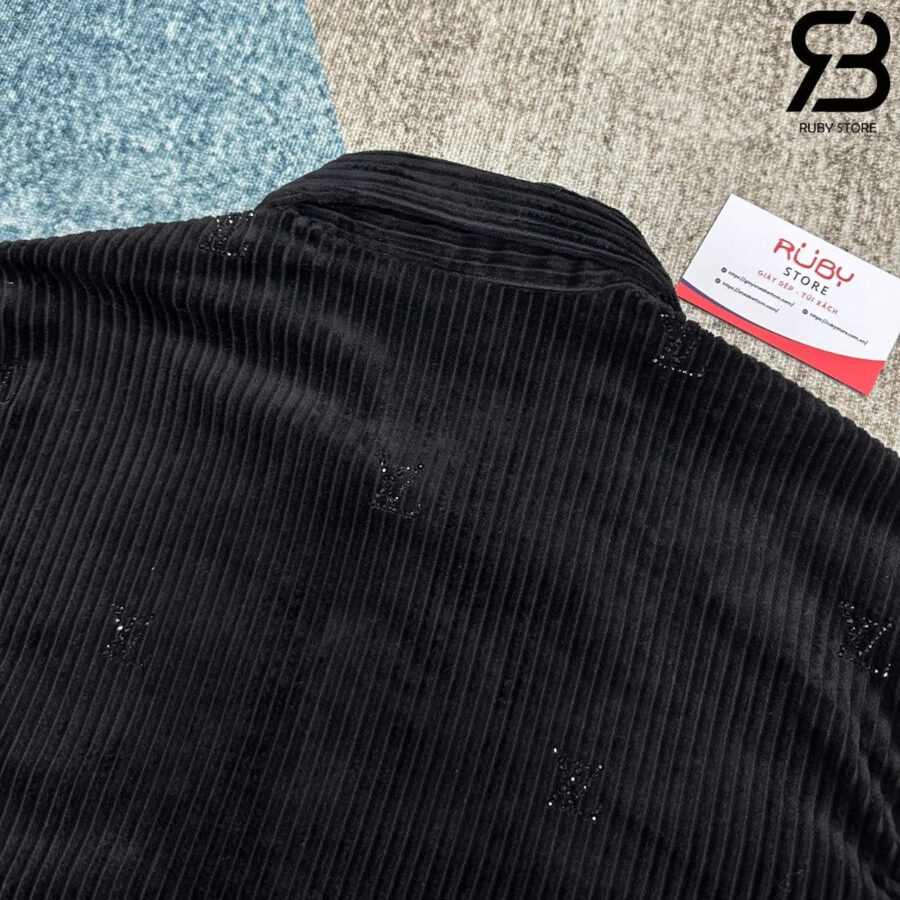 Áo Sơ Mi LV Long-Sleeved LV Blason Embellished Corduroy Shirt