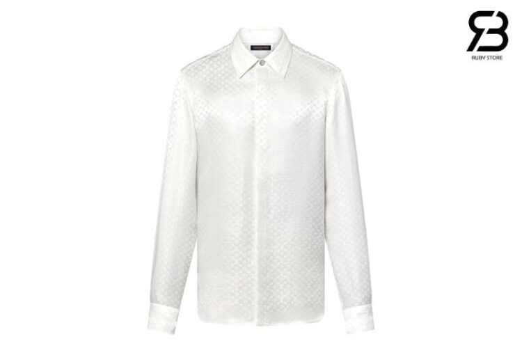 Áo Sơ Mi LV Mini Monogram Silk Evening Shirt Màu Trắng