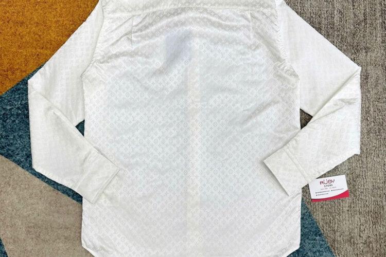 Áo Sơ Mi LV Mini Monogram Silk Evening Shirt Màu Trắng