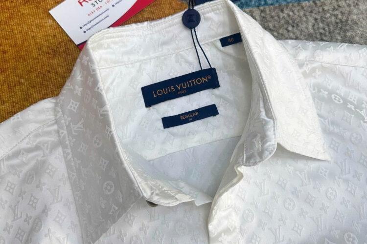 Áo Sơ Mi LV Mini Monogram Silk Evening Shirt Màu Trắng