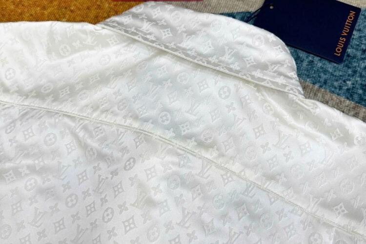 Áo Sơ Mi LV Mini Monogram Silk Evening Shirt Màu Trắng