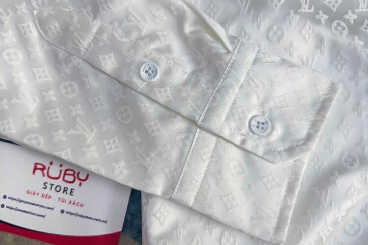 Áo Sơ Mi LV Mini Monogram Silk Evening Shirt Màu Trắng