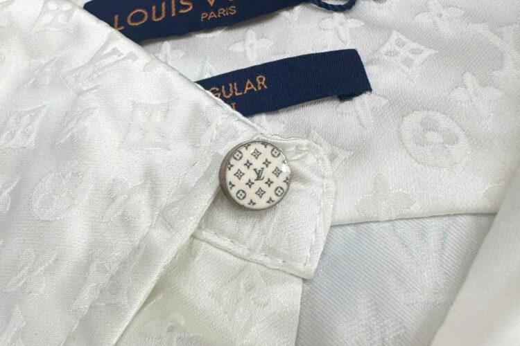 Áo Sơ Mi LV Mini Monogram Silk Evening Shirt Màu Trắng
