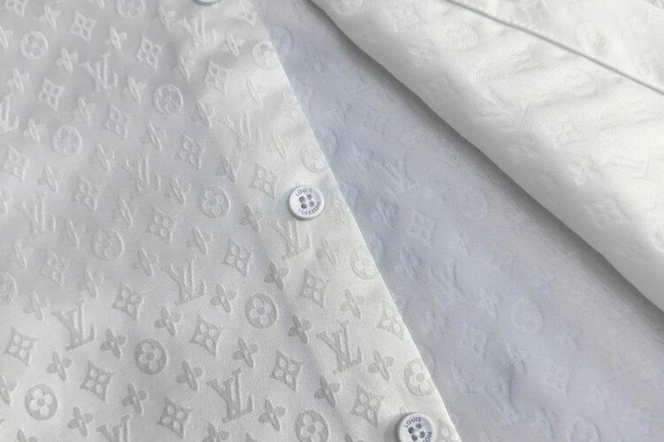 Áo Sơ Mi LV Mini Monogram Silk Evening Shirt Màu Trắng