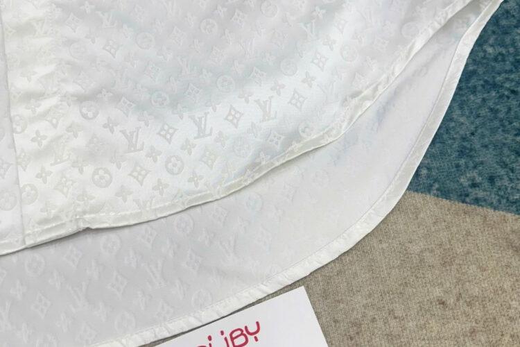 Áo Sơ Mi LV Mini Monogram Silk Evening Shirt Màu Trắng