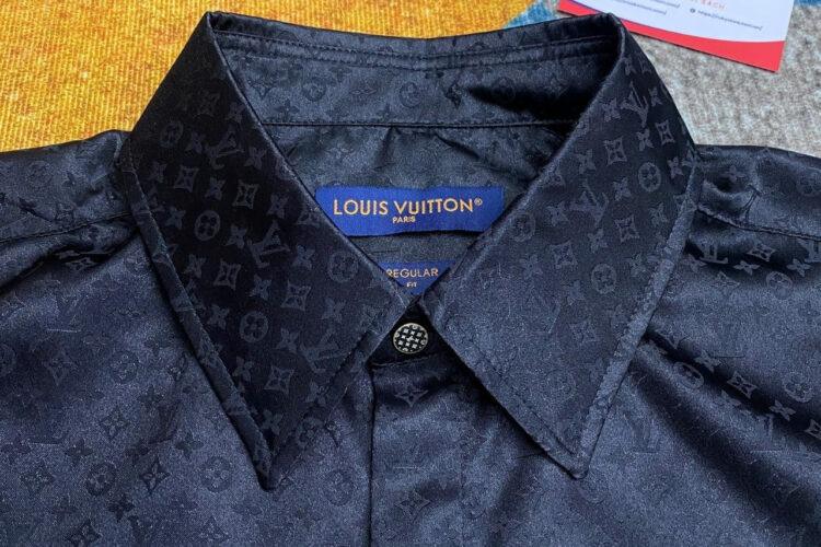 Áo Sơ Mi LV Monogram Long-Sleeved Silk Shirt Màu đen