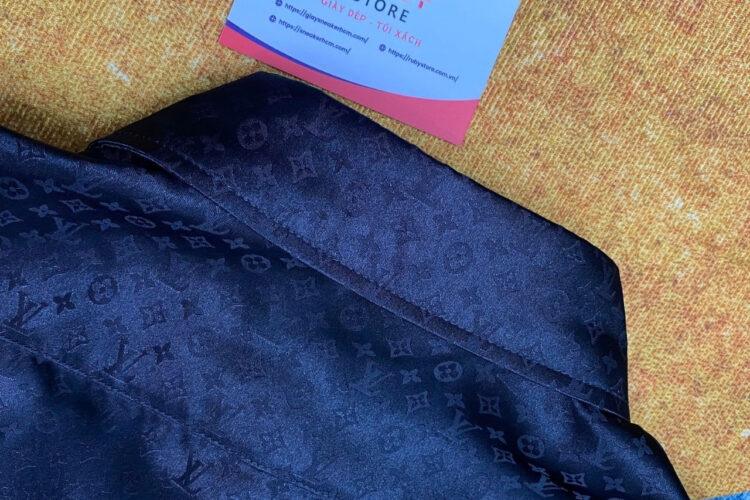 Áo Sơ Mi LV Monogram Long-Sleeved Silk Shirt Màu đen