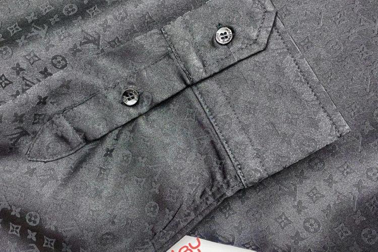 Áo Sơ Mi LV Monogram Long-Sleeved Silk Shirt Màu đen