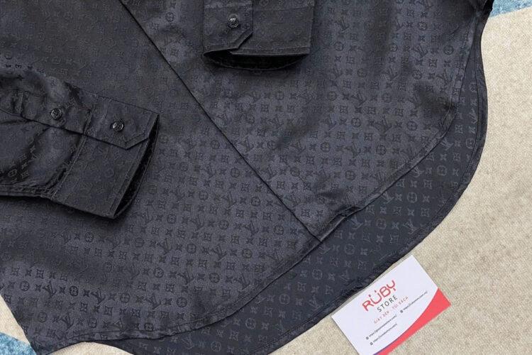 Áo Sơ Mi LV Monogram Long-Sleeved Silk Shirt Màu đen