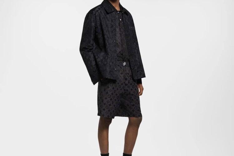 Áo Sơ Mi LV Monogram Moire Jacquard Short-Sleeved Silk Shirt Đen