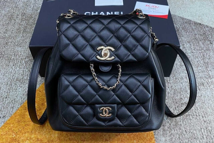 Ba Lô CN Duma Backpack Black Lambskin GHW Màu Đen Khóa Vàng