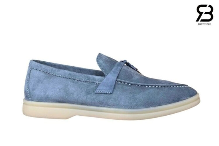 Giày Loro Piana Summer Walk Charm Loafer Xám Xanh