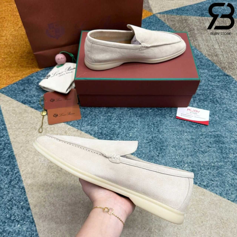 Giày Loro Piana Summer Walk Suede Nougat Màu Kem