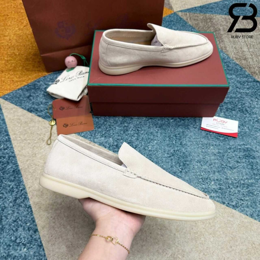 Giày Loro Piana Summer Walk Suede Nougat Màu Kem