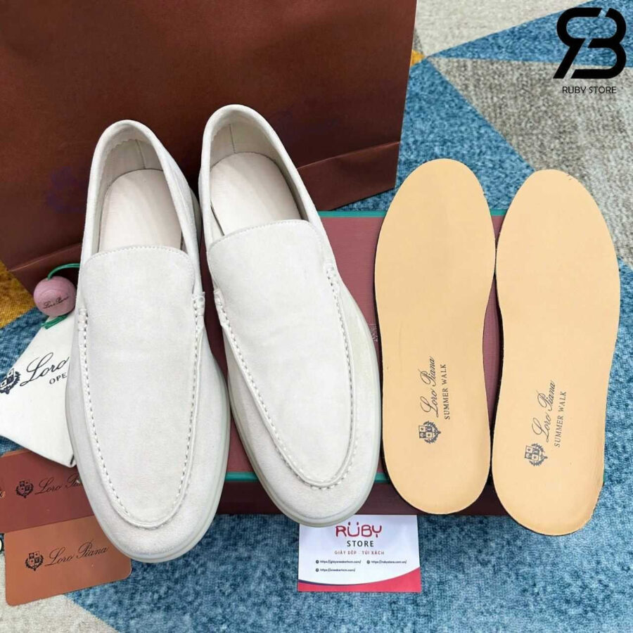 Giày Loro Piana Summer Walk Suede Nougat Màu Kem