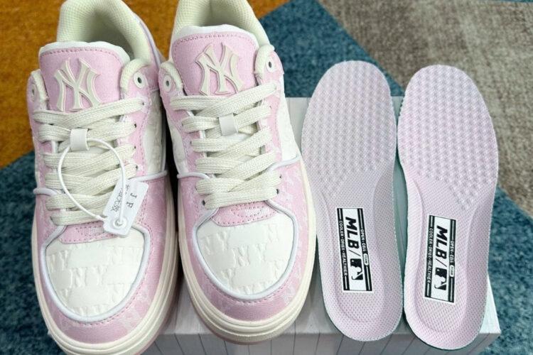 Giày MLB Chunky Liner Classic Monogram NY White Pink Trắng Hồng