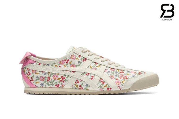 Giày Onitsuka Tiger Mexico 66 Cream Pink Floral Kem Hoa