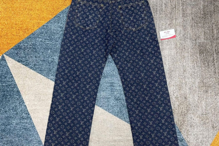 Quần Jean LV Monogram Denim Tailored Pants Xanh Dương