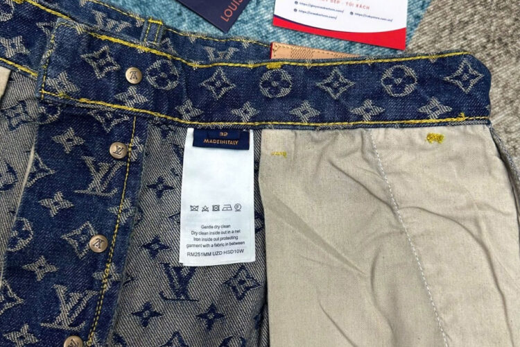 Quần Jean LV Monogram Denim Tailored Pants Xanh Dương