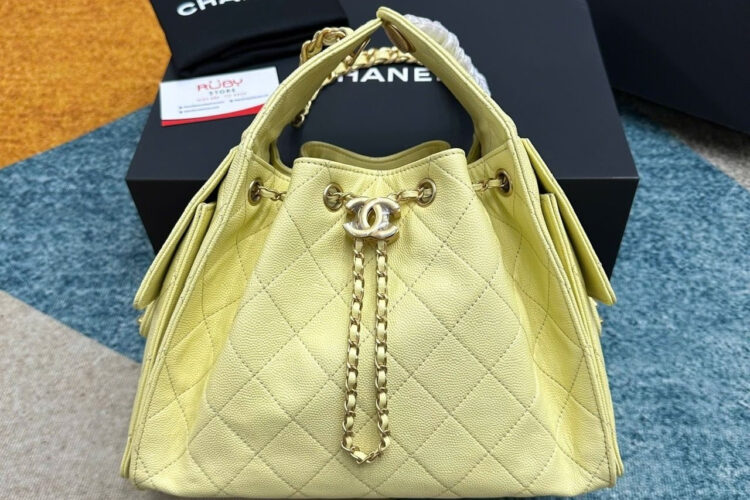 Túi CN 25 Small Handbag Light Yellow Caviar Size 30 Vàng Nhạt