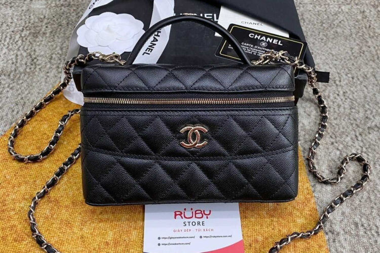 Túi CN 25C Vanity With Chain Black Caviar Màu đen