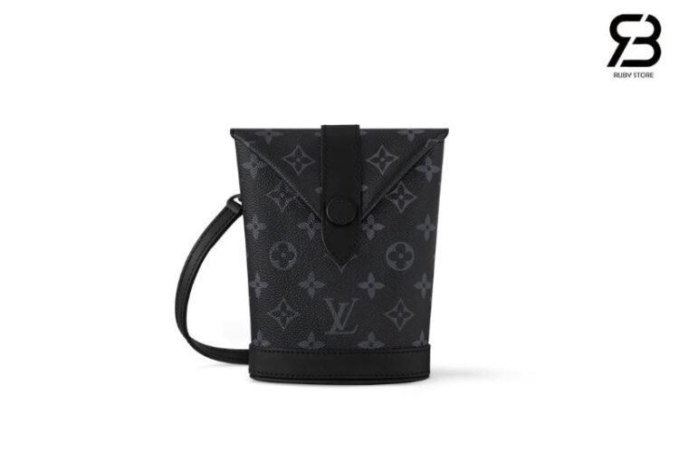 Túi LV Envelope Pouch M11613 Monogram Eclipse Xám Đen
