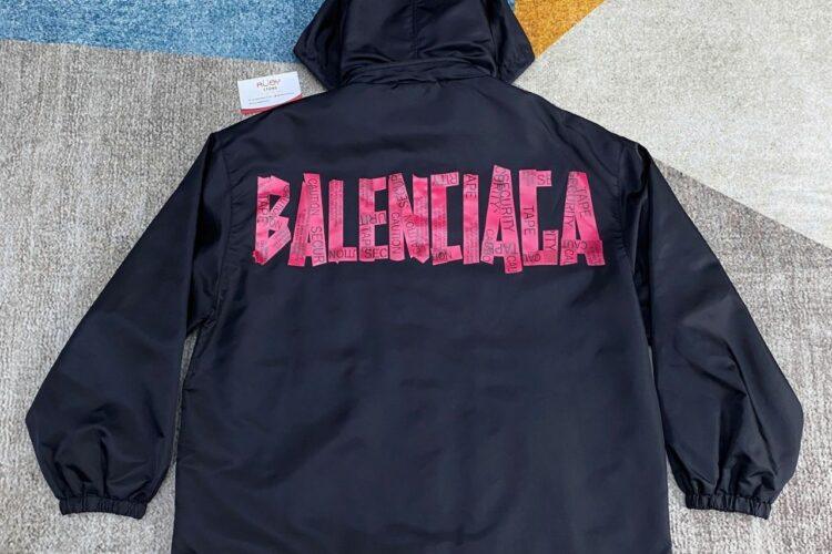 Áo Balenciaga Men's Black Tape Nylon Bomber Đen