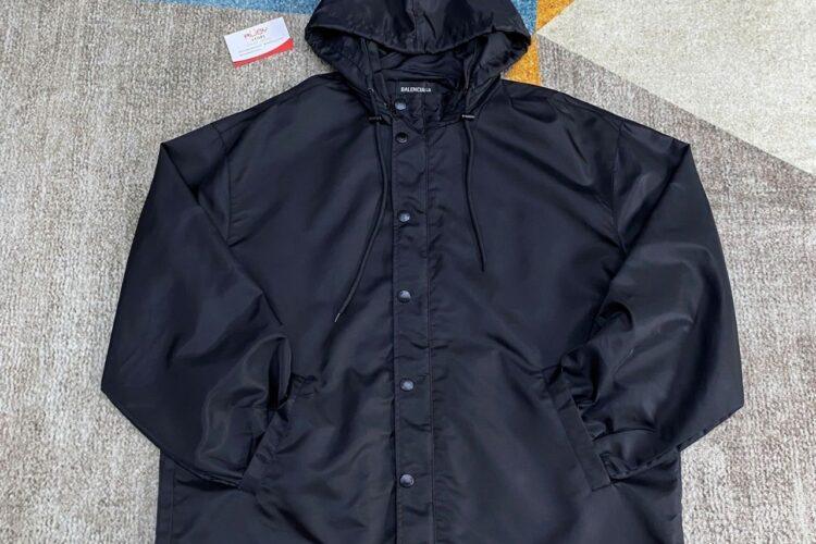 Áo Balenciaga Men's Black Tape Nylon Bomber Đen