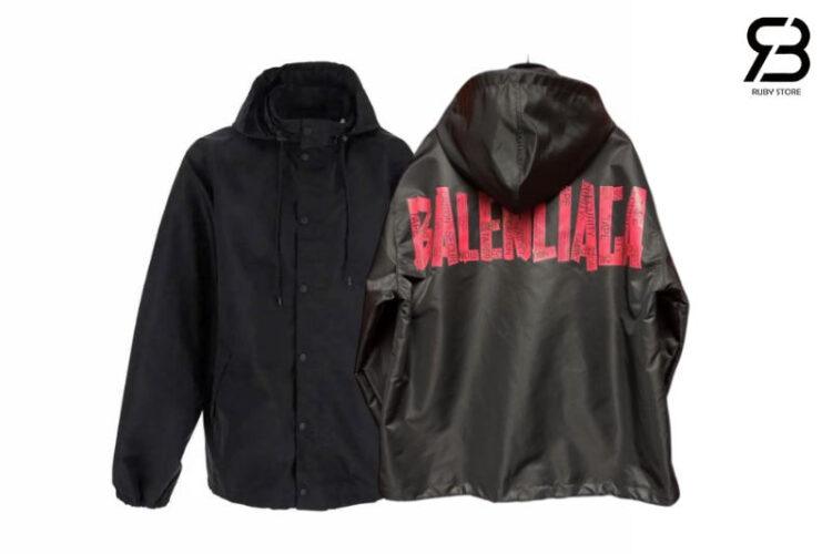 Áo Balenciaga Men's Black Tape Nylon Bomber Đen