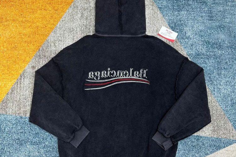 Áo Balenciaga Political Large Zip-Up Hoodie in Black White Red