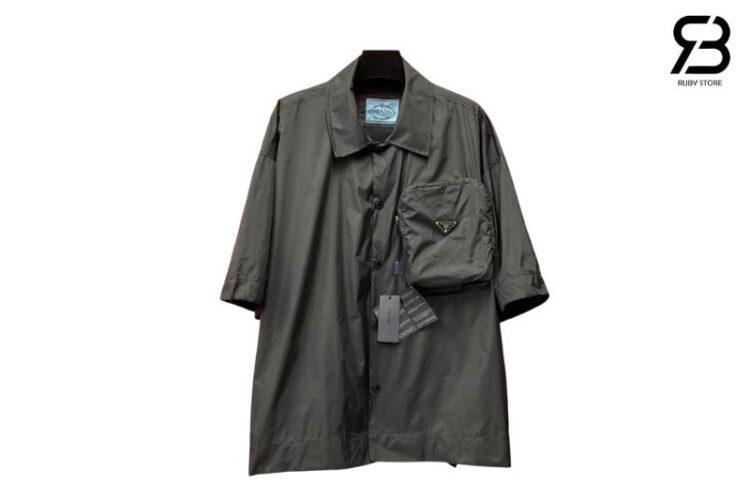 Áo Prada Re Nylon Cargo Pocket Shirt Black Màu Đen