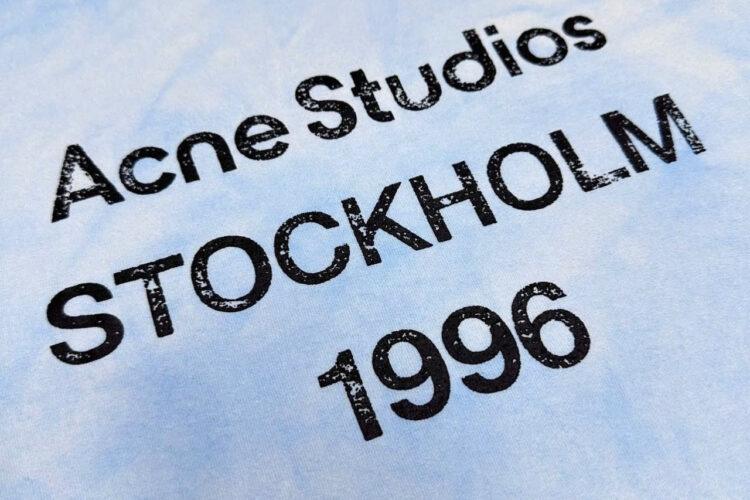 Áo Thun Acne Studios Logo T-Shirt Stockholm 1996 Dusty Blue Xanh