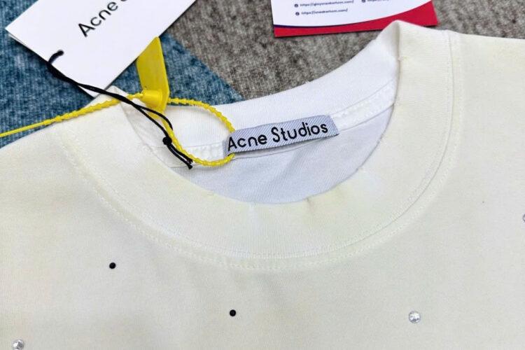 Áo Thun Acne Studios Vintage White Rhinestone Stockholm 1996 Yellow Vàng