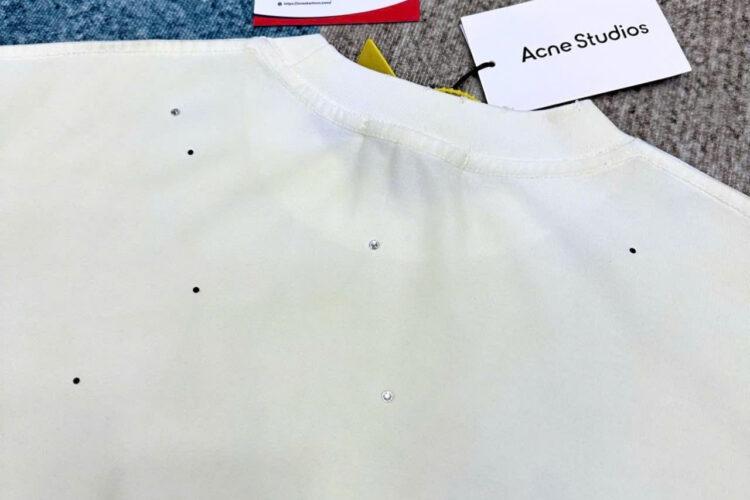 Áo Thun Acne Studios Vintage White Rhinestone Stockholm 1996 Yellow Vàng