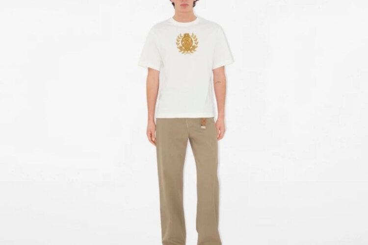 Áo Thun Burberry B Crest Cotton Chalk White T-Shirt Trắng