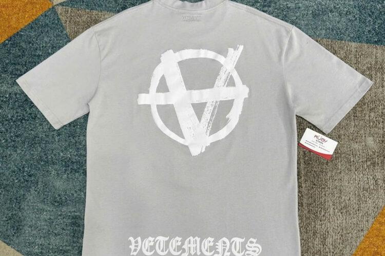Áo Thun Vetements Double Anarchy T-Shirt Grey Xám