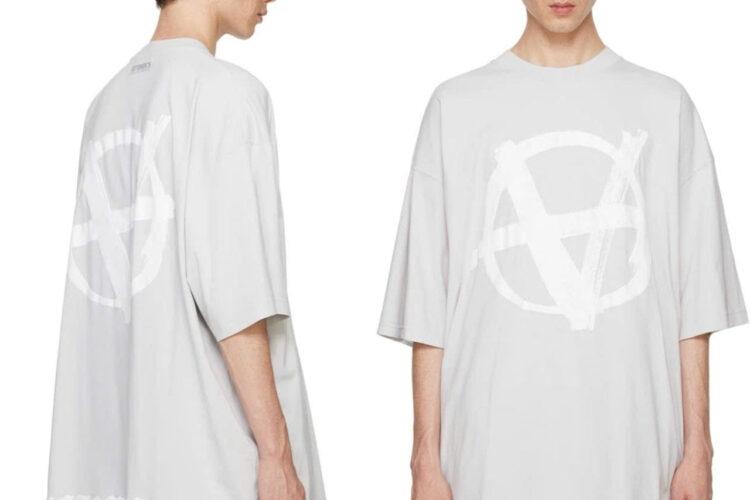 Áo Thun Vetements Double Anarchy T-Shirt Grey Xám