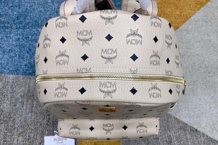 Ba Lô MCM Stark Side Studs Backpack Medium Size 41 Beige Visetos Màu Be