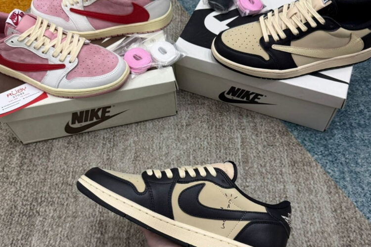 Giày Air Jordan 1 Low OG Travis Scott Pale Vanilla đen Be