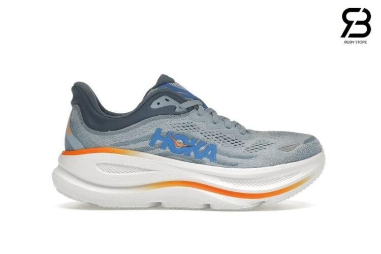 Giày Hoka Bondi 9 Drizzle Downpour Xám Xanh