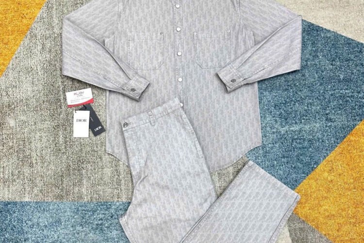 Quần Dior Oblique Carpenter Jeans Gray Cotton Denim Xám
