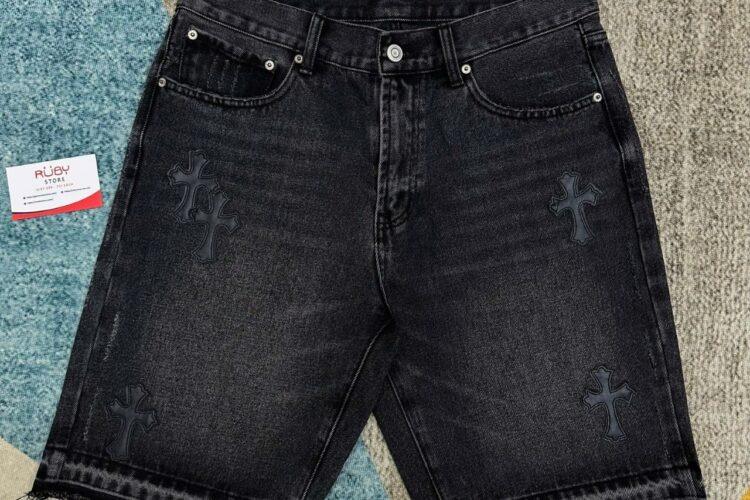 Quần Short Chrome Hearts Cross Denim Đen