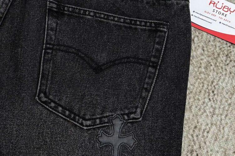 Quần Short Chrome Hearts Cross Denim Đen